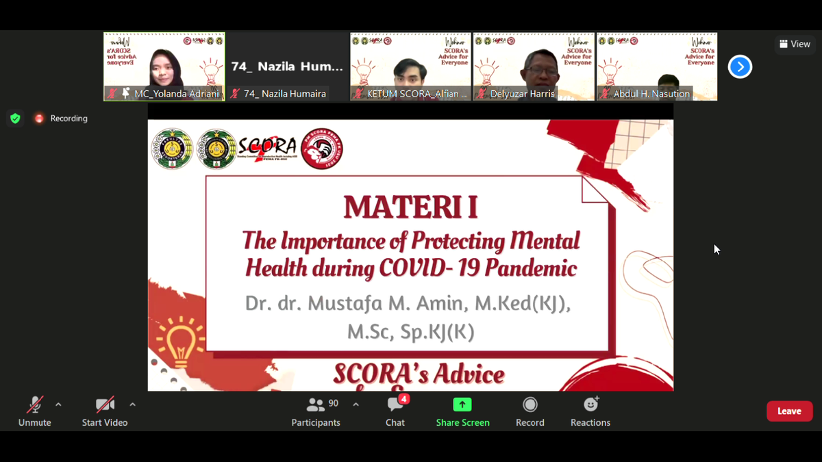 SCORA PEMA FK USU Adakan Webinar Kesehatan Mental dan Upaya Penurunan Penularan Covid-19