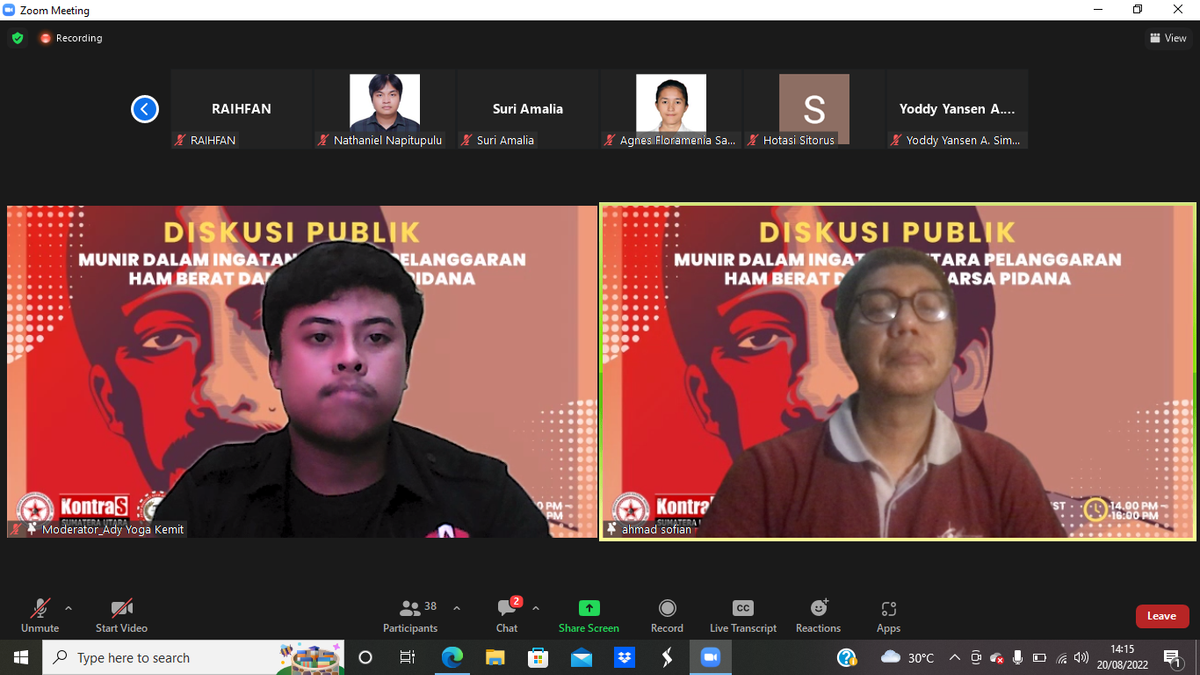 Adakan Diskusi Publik Bertema Munir dalam Ingatan, GMNI FH USU Bersama Kontras Sumut Ajak Masyarakat Untuk Terus Kawal Kasus Munir