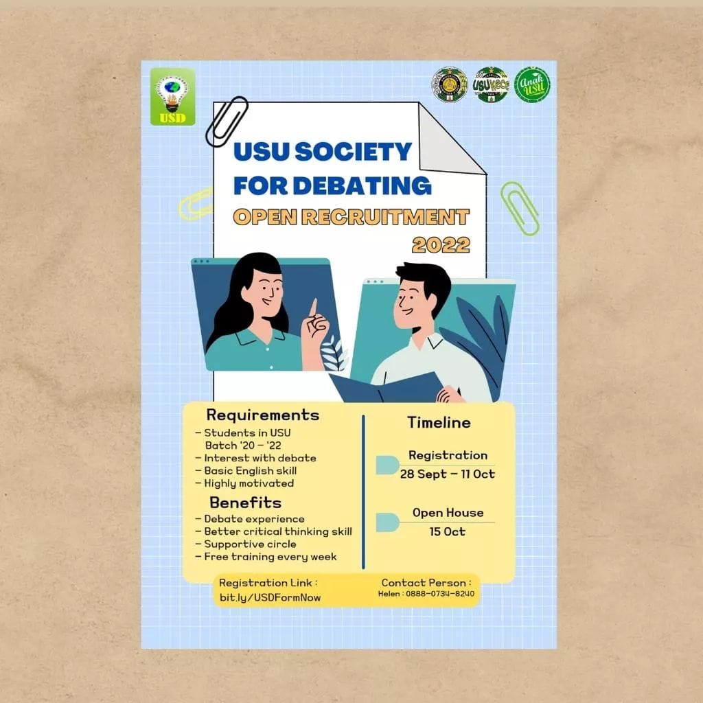 Rekrutmen Terbuka USU Society for Debating, Lahirkan Mahasiswa Berprestasi di Bidang Debat