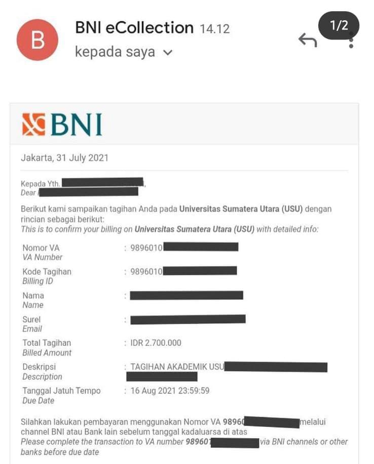 Pihak USU dan BNI Bantah Isu Penipuan Terkait Email Tagihan UKT