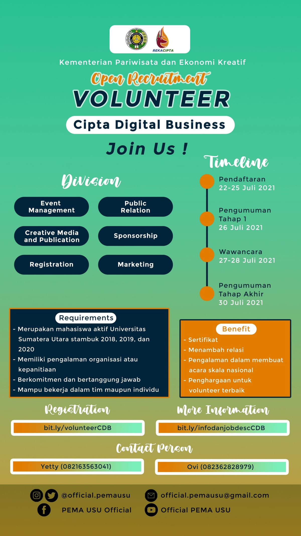 Libatkan Mahasiswa, PEMA USU Gelar Open Recruitment Cipta Digital Business