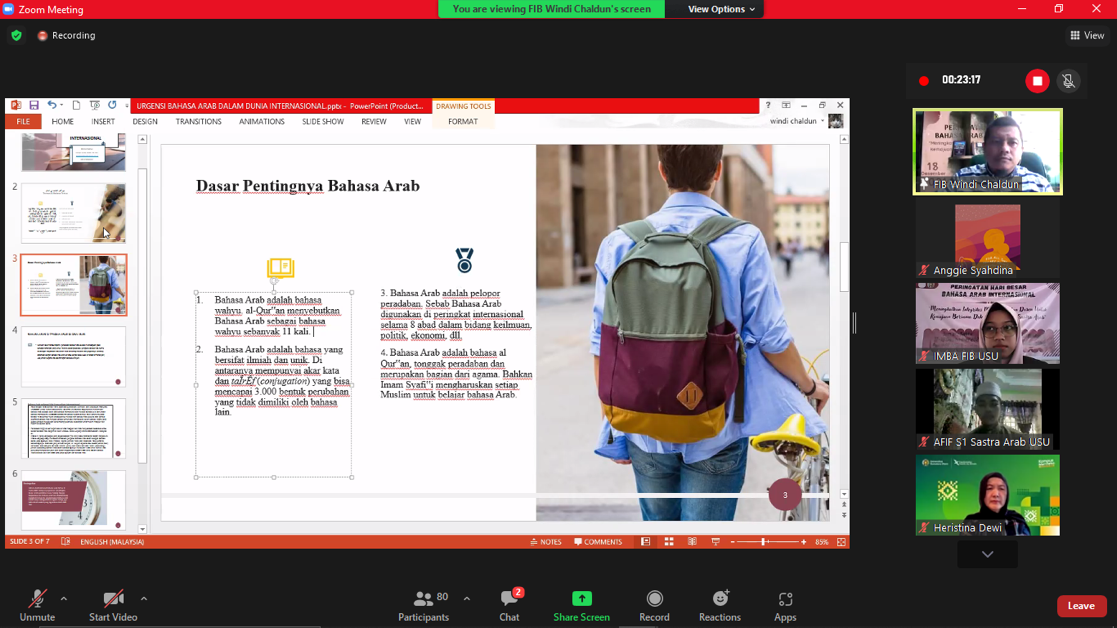 IMBA FIB USU Adakan Webinar Memperingati Hari Besar Bahasa Arab Internasional