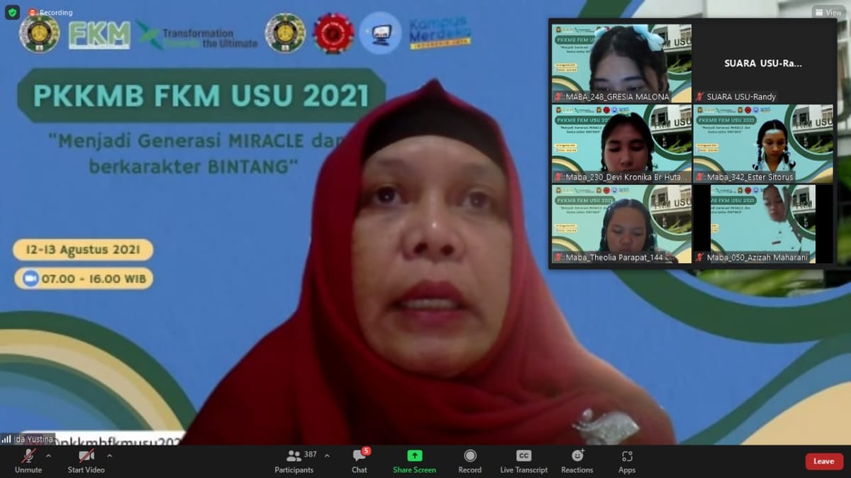 PKKMB FKM USU 2021, Fokuskan Membangun Generasi MIRACLE