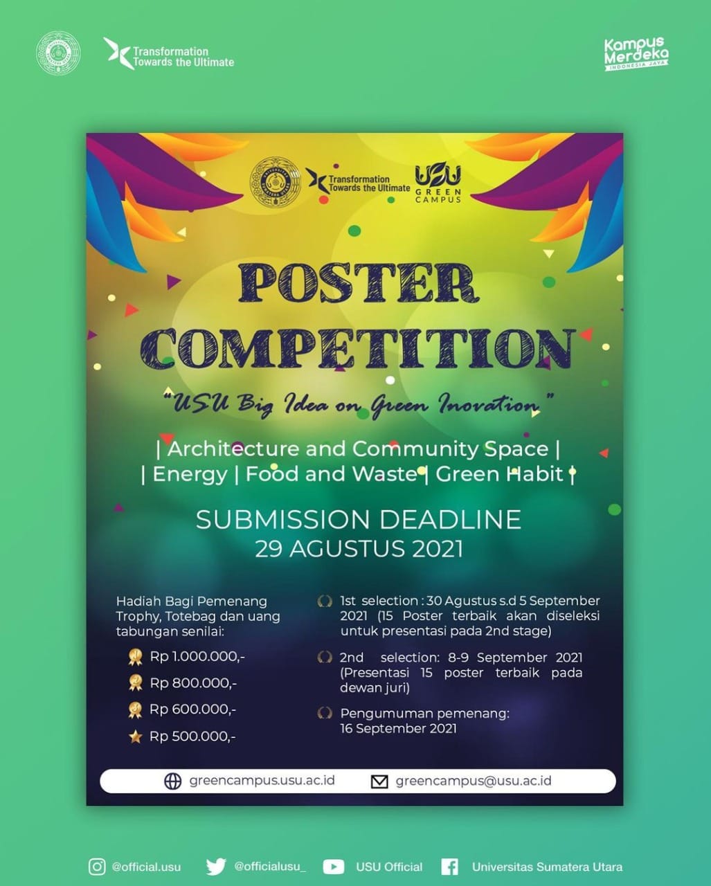 Menuju Kampus Hijau, USU Adakan Poster Competition di USU Green Campus 2021