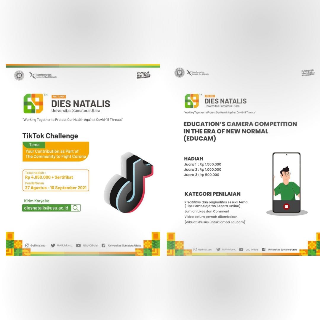 USU Adakan Lomba Educam dan Tiktok Challenge dalam Rangka Memeriahkan Dies Natalis USU ke-69