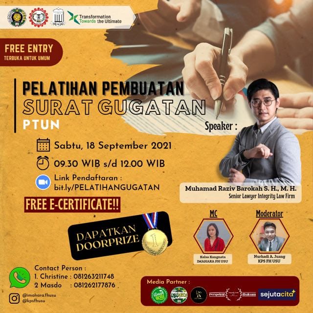 Kolaborasi KPS dan IMAHARA FH USU, Adakan Pelatihan Pembuatan Surat Gugatan