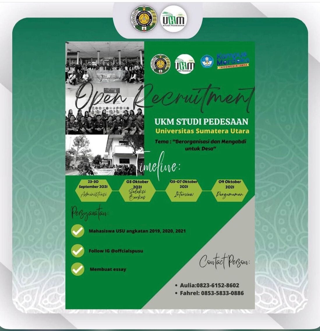 UKM Studi Pedesaan Adakan Open Recruitment, Ini Harapan untuk Calon Anggota Baru