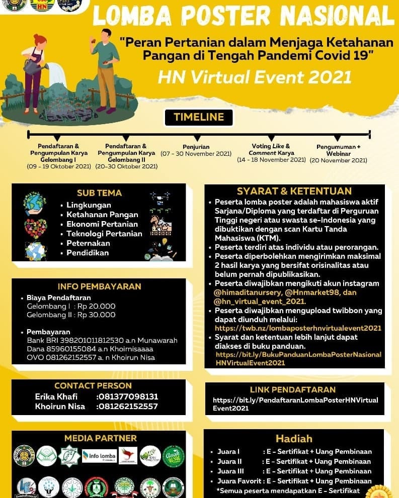 UKM Himadita Nursery Adakan Lomba Esai dan Poster yang Berfokus pada Masalah Pangan dan Pertanian di Era Pandemi