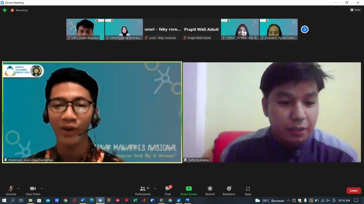 Paguyuban KSE USU Sukses Adakan Webinar Seputar Tips dan Trik Menjadi Mahasiswa Berprestasi