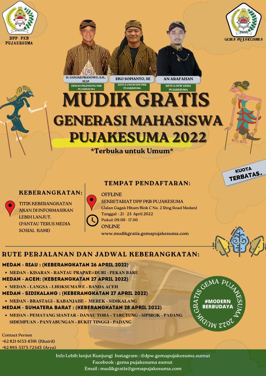 GEMA PUJAKESUMA Bersama DPP PKB PUJAKESUMA Adakan Mudik Gratis Untuk Umum!