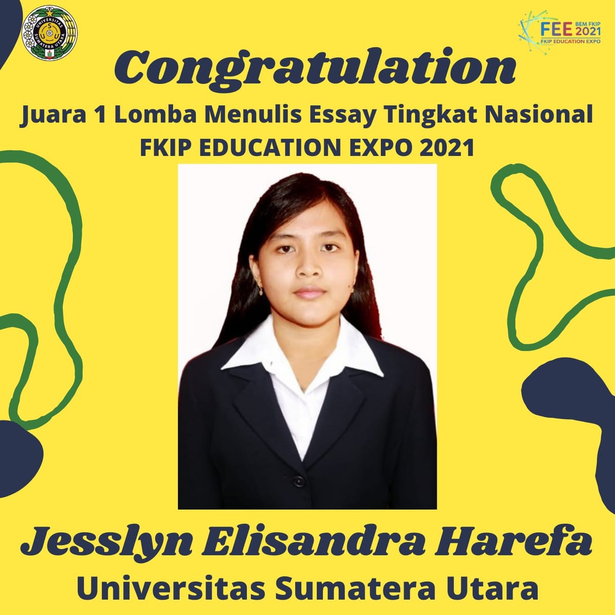 Perwakilan USU Raih Juara I Lomba Essay FKIP EDUCATION EXPO 2021