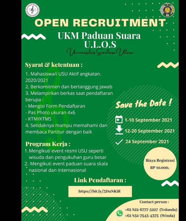 UKM Paduan Suara Ulos USU Open Recruitment, Yuk Cek Ketentuannya!