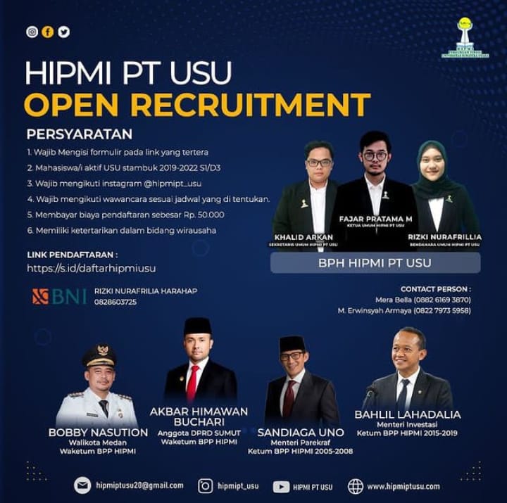 Rekrutmen Terbuka HIPMI PT USU, Wadah Untuk Kamu yang Mau Berwirausaha