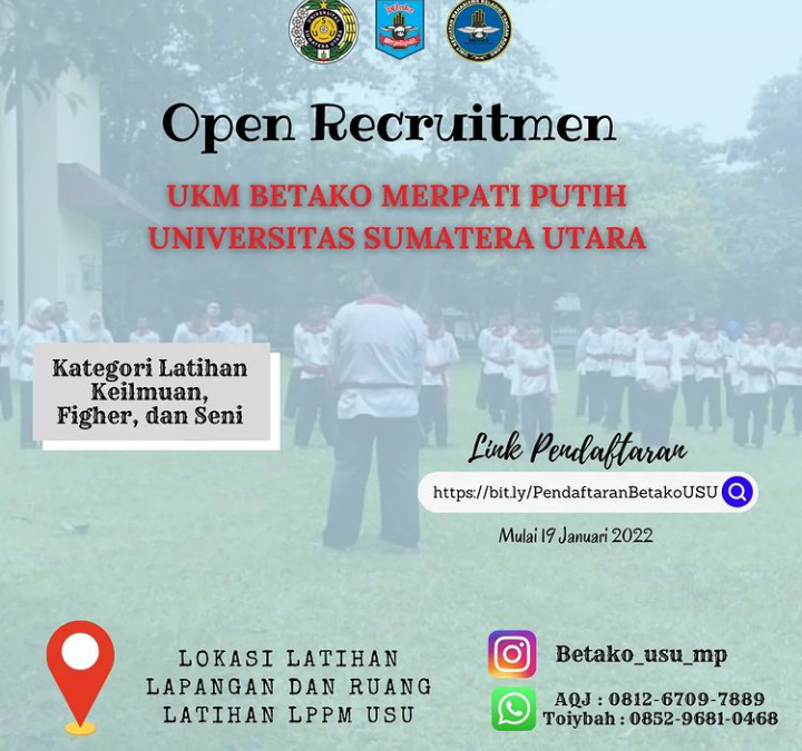 UKM Betako MP USU: Rekrutmen Terbuka Sampai Batas Waktu yang Tidak Ditentukan