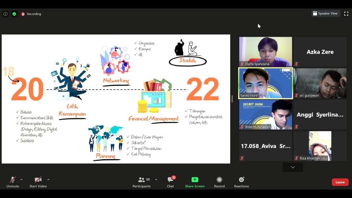 Paguyuban KSE USU Adakan Webinar: Sharing About Career and Entrepreneurship Show