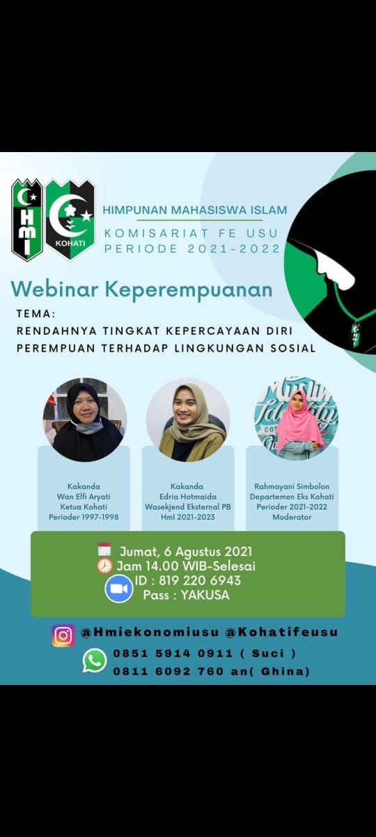 Adakan Webinar, Kohati FE USU Soroti Masalah Kepercayaan Diri Perempuan