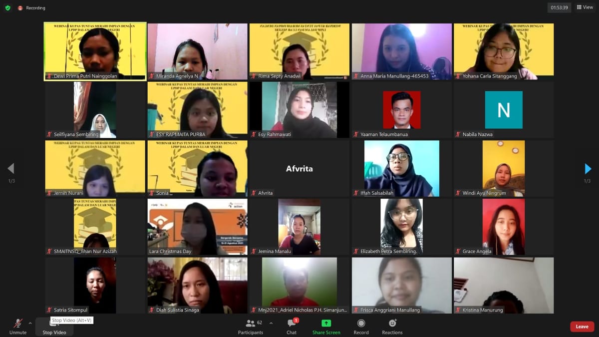 Rumah Beasiswa Medan Gelar Webinar "Kupas Tuntas Meraih Impian dengan Beasiswa LPDP Dalam dan Luar Negeri"