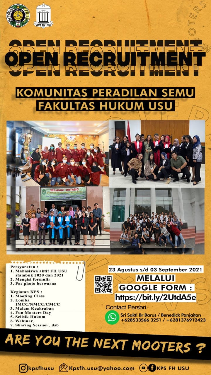 KPS FH USU Buka Pendaftaran Calon Anggota Baru 2020-2021