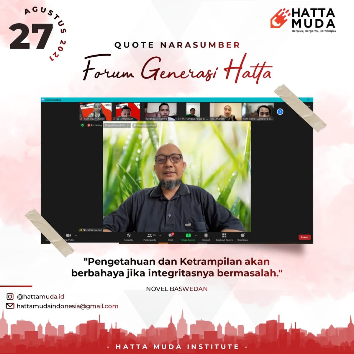 Hatta Muda Institute Gelar Pelatihan Daring bertema “Kolaborasi Pemuda untuk Indonesia”