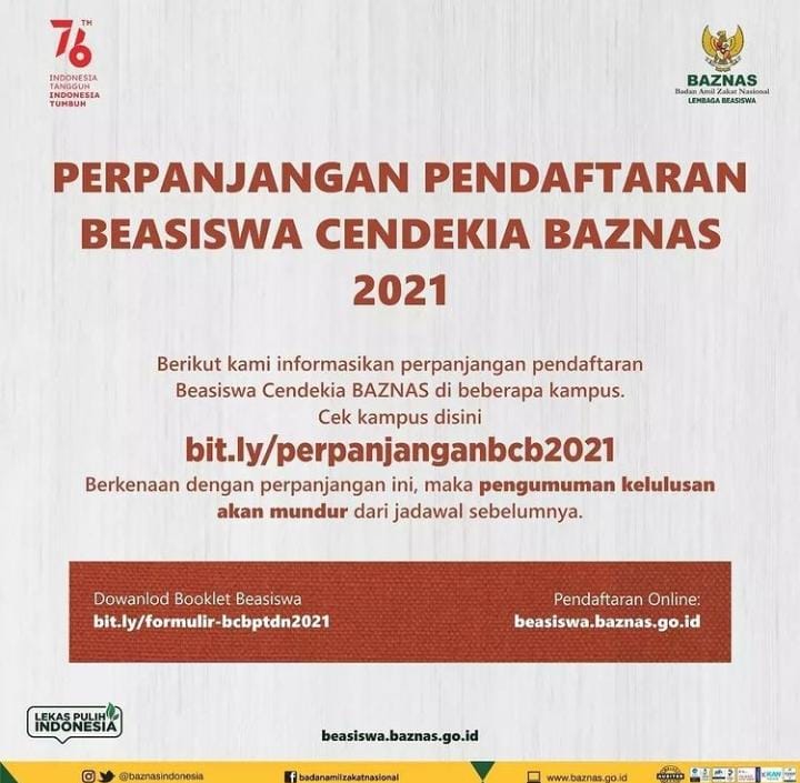 Diperpanjang, Simak Tanggal dan Persyaratan Beasiswa Cendekia Baznas