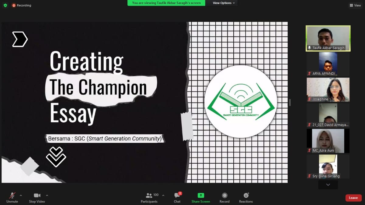 Bertemakan Creating The Champion Essay, SGC USU Sukses Adakan Webinar