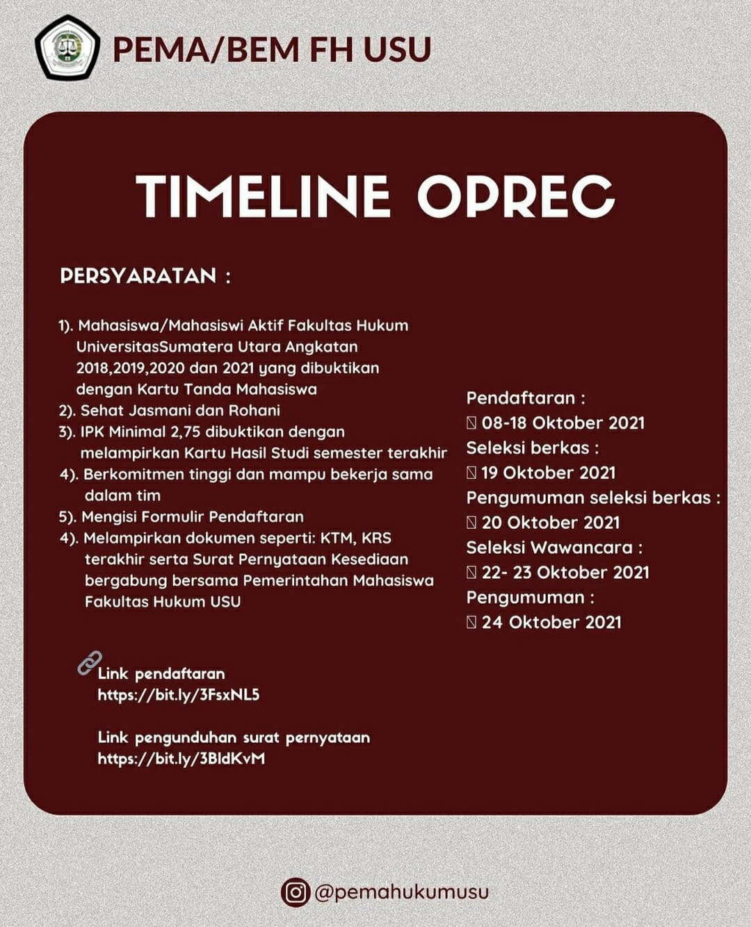 PEMA FH USU Adakan Rekrutmen Terbuka, Junjung Komitmen dalam Berorganisasi