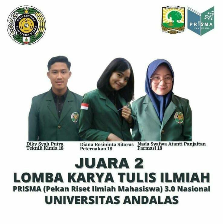 Delegasi USU Berhasil Raih Juara 2 Pada LKTI PRISMA Di Universitas Andalas
