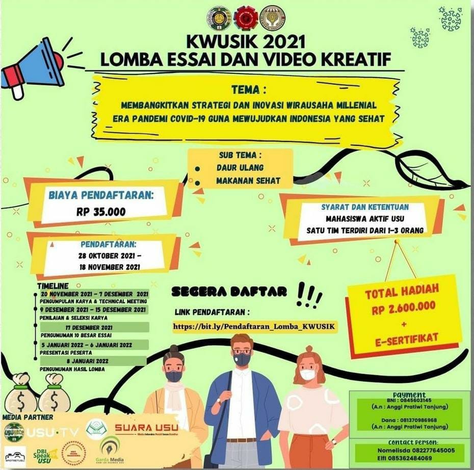Bangkitkan Strategi dan Wirausaha di Era Pandemi, PEMA FKM USU Adakan KWUSIK (Kewirausahaan seminar dan kompetisi)