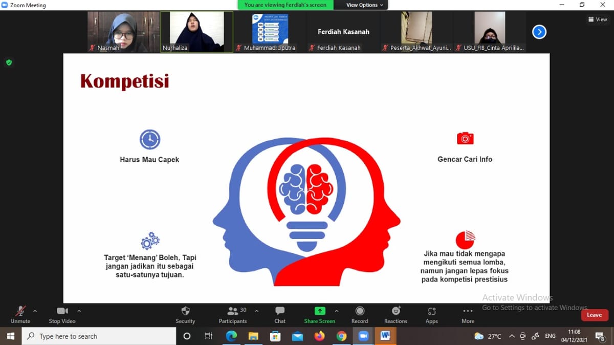 Kammi Merah Putih USU Adakan Webinar Meningkatkan Kuantitas Menjadi Mahasiswa Berprestasi