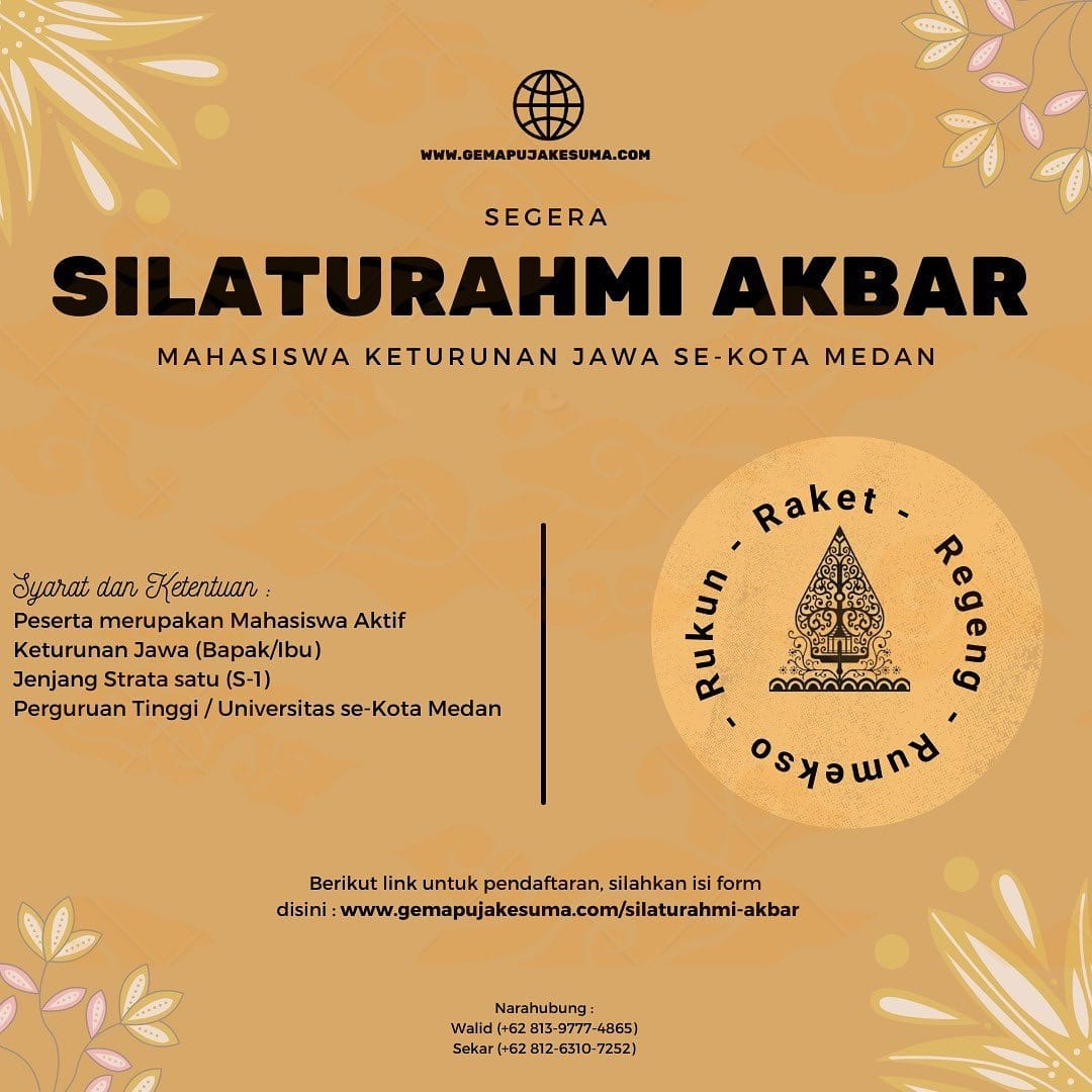 Gebrakan Baru, Gema Puja Kesuma USU Akan Adakan Silaturahmi Akbar Mahasiswa Keturunan Jawa Se-Kota Medan!