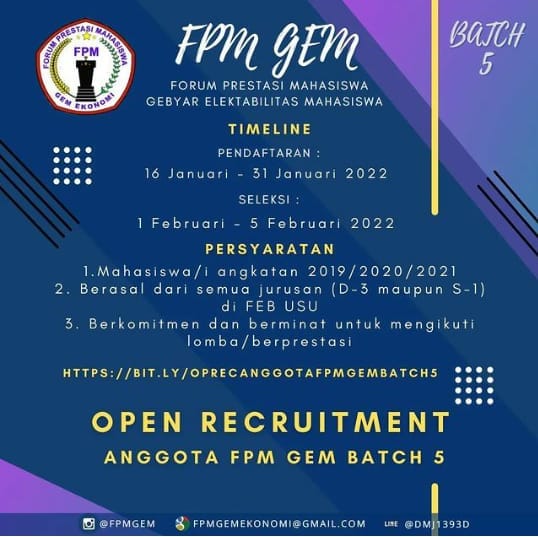 Rekrutmen Terbuka FPM GEM, Teguhkan Hati & Raih Prestasi