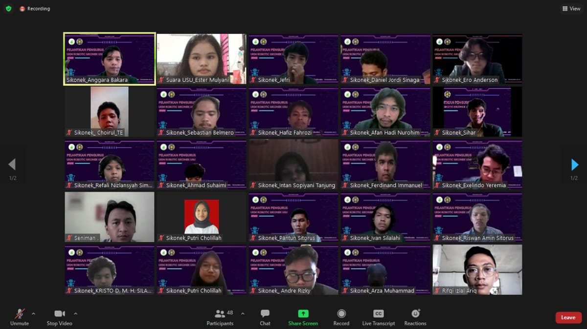 Pelantikan Pengurus UKM Robotik Sikonek USU, Ketua Umum Berharap Bisa Terus Mengukir Prestasi