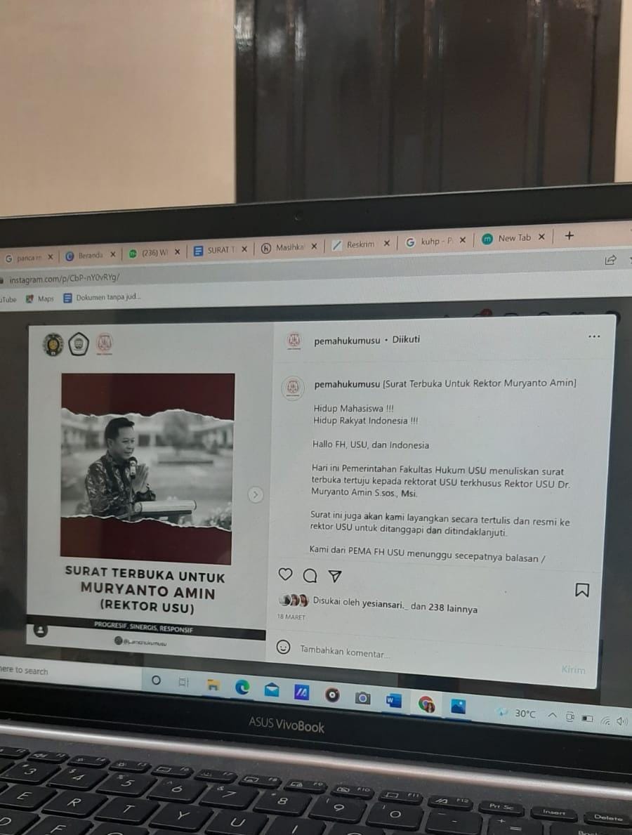 Surat Terbuka PEMA FH Kepada Rektor USU